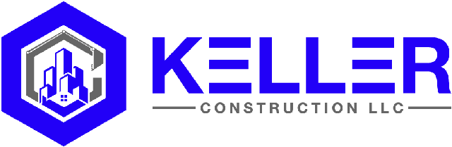 Keller-WEB Logo of Keller Construction LLC featuring a stylized hexagon with building shapes inside and the company name in bold capital letters next to it.